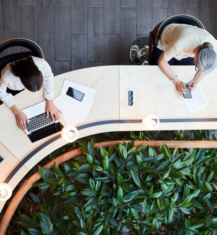 People working at shared desk