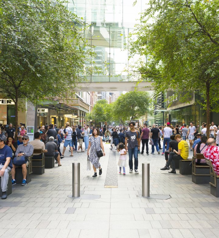 Consumers walk in Sydney's Pitt St Mall.