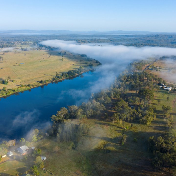 Clarence River with fog